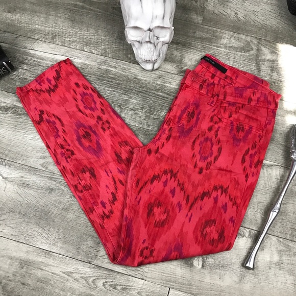 4FOR40 Joes jeans red bohemian print skinny jeans ikat - Picture 1 of 7